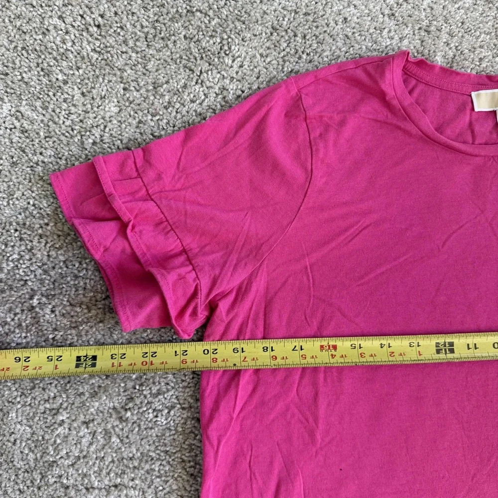 Michael Kors Shirt Womens Large Pink Basic Crew Neck Logo Tee T-Shirt Top